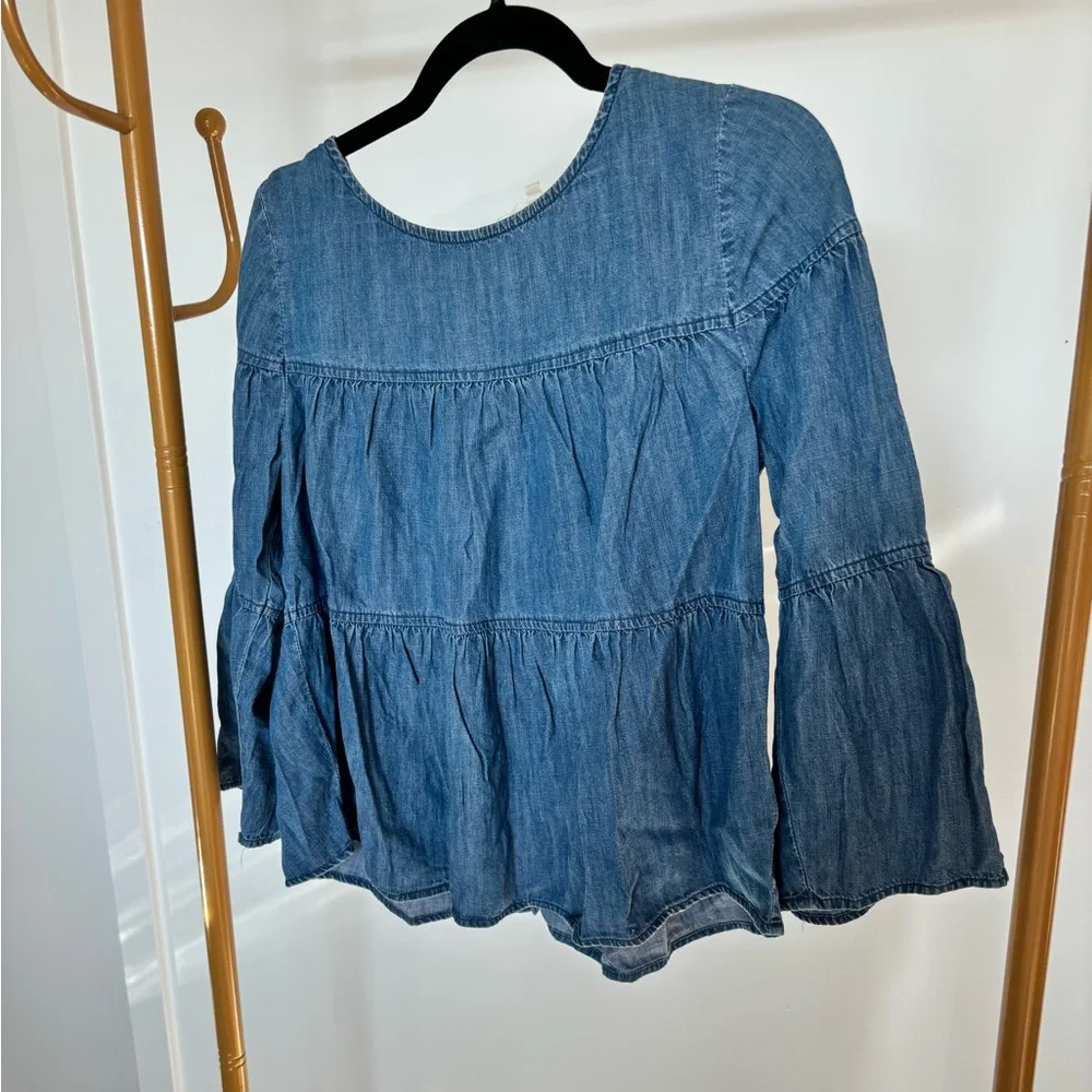 Denim flouncy top by Madewell size M - Picture 2 of 4
